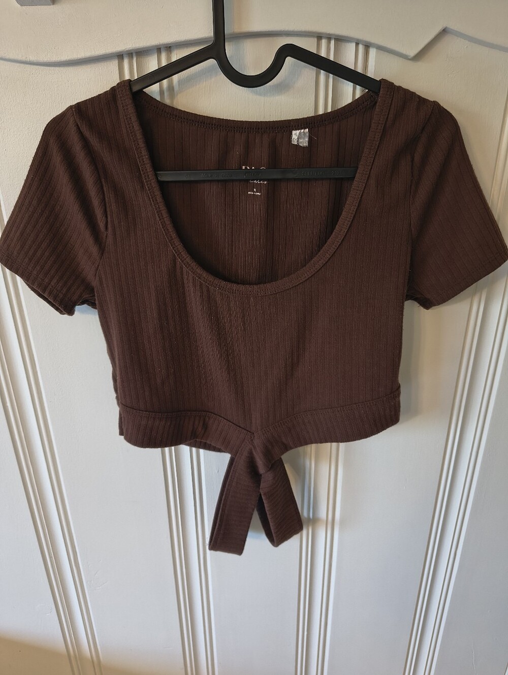 PacSun PAC Cares Brown Ribbed Tie-Front Crop Top